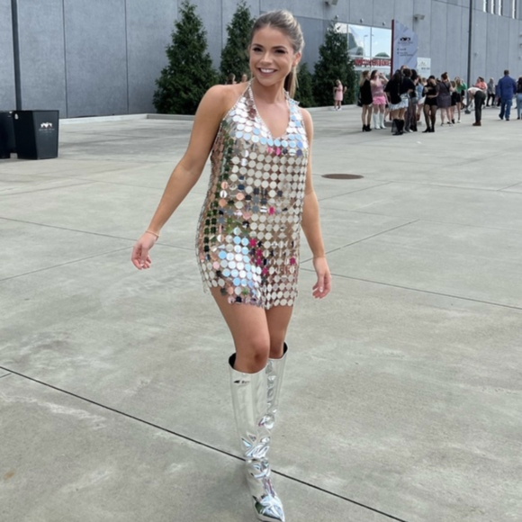 Silver Sequin Mini Dresses
